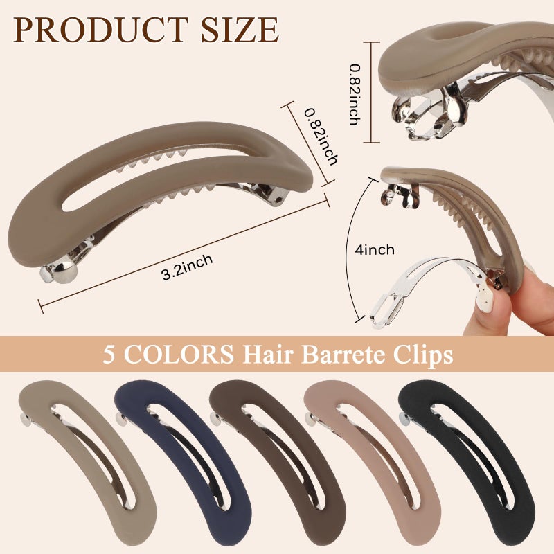 CURASA Flat Hair Barrettes Clips for Women Flat Claw Clips Matte Claw Clips Flat Clips French Hair Barrette Lay Down Flat Hair Accessories for Women Girls - Image 3